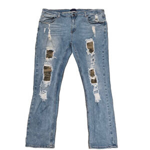 Imperious original Trademark Jeans Y2K patchwork Mens Blue 42x34 A005196